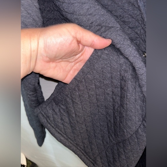 LL Bean Sweatshirt Mens Large Tall Charcoal Gray Quilted Snap Overshirt Outdoors - Picture 7 of 8